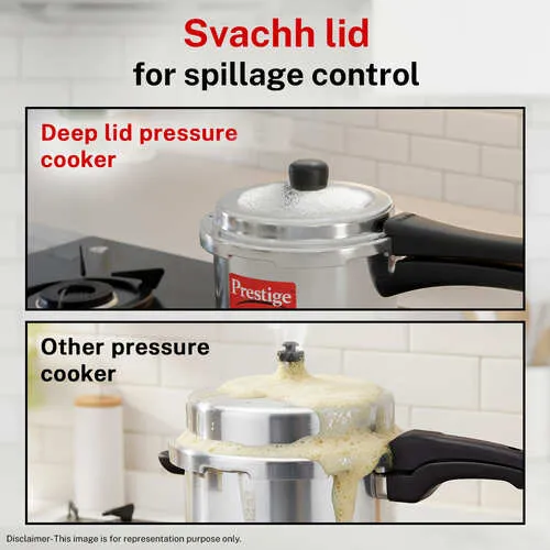 Prestige Popular Svachh Virgin Aluminium Spillage Control Pressure Cooker (Silver) - Detail View