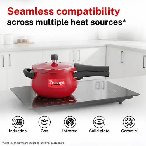 Prestige Deluxe Plus Aluminium Outer Lid Mini Pressure Handi, 3 Litre, Red - Detail View