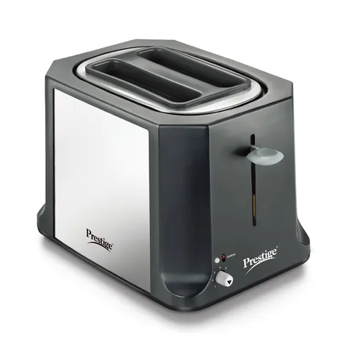 Prestige Slice Pop-up Toaster 750W | Elegant Stainless Steel Finish | Cancel Function & High Lift Lever | Black & Silver