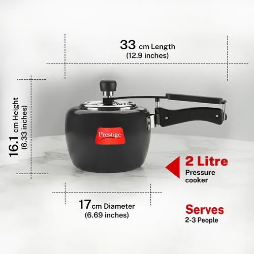 Prestige Apple Duo Plus Hard Anodised Spillage Control Pressure Cooker 2 L (Black) - Detail View