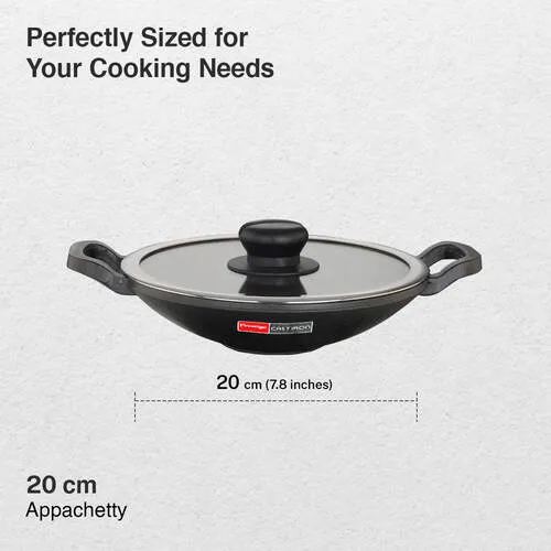 Prestige Cast Iron Cookware Appachetty with Glass Lid, Dia 20 Cm - Alternate View