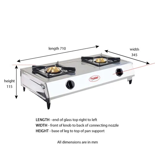 Prestige Agni Manual Stainless steel 2 Burners Gas Stove, Silver - Alternate View