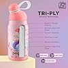 Go24 pexpo Piano Pro 450 ISI Certified Stainless Steel Water Bottle for School Kids - 420ml | 6+ Years Age |Hot & Cold | with Sipper Cap | Double Wall | for Picnic, Outing - Pink Mermaid Print - Alternate View