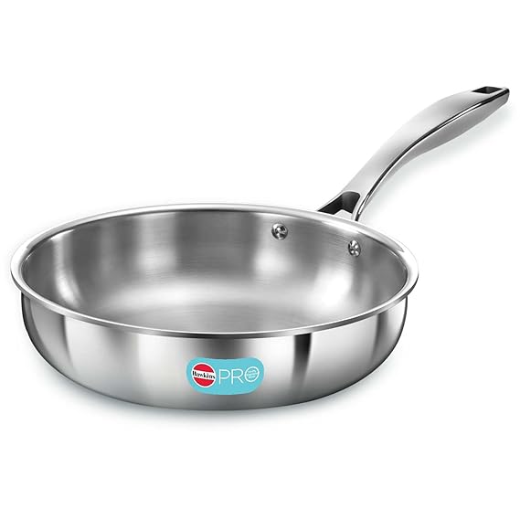awkins Pro 22 cm Frying Pan, Triply Stainless Steel Fry Pan with Stainless Steel Handle, Silver (PSF22)