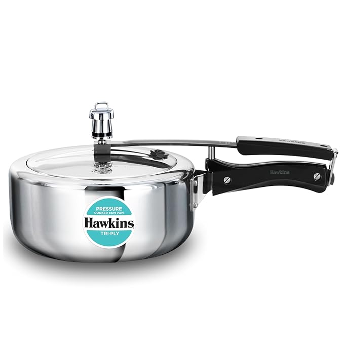 Hawkins 3 Litre Tri-Ply Pressure Cooker cum Pan, Triply Stainless Steel Inner Lid Cooker, Pan, Silver (SSTPP3)