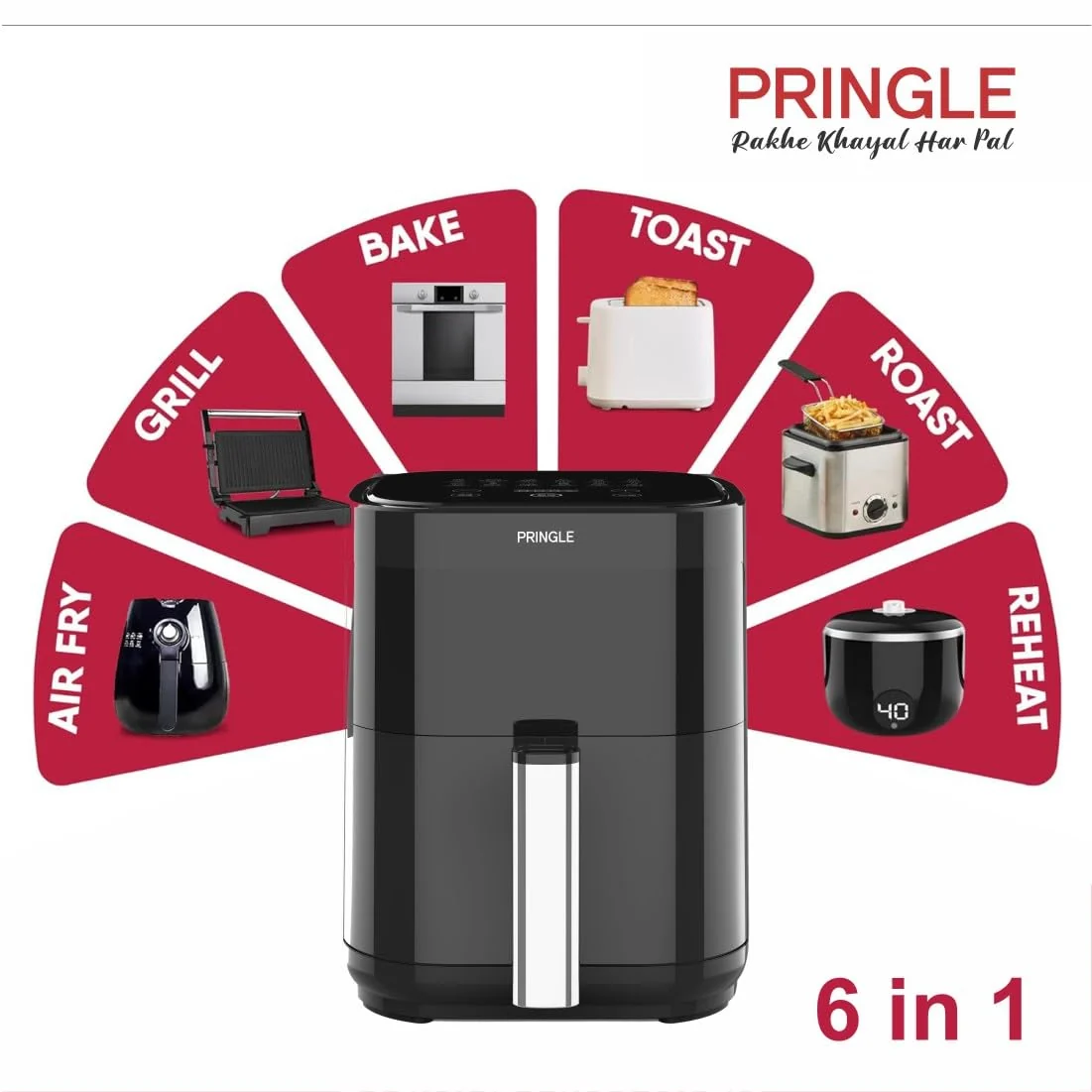 AF1407 Digital Air Fryer, 360° High Speed 1250 W with Non-Stick 3.2 L Black - Detail View