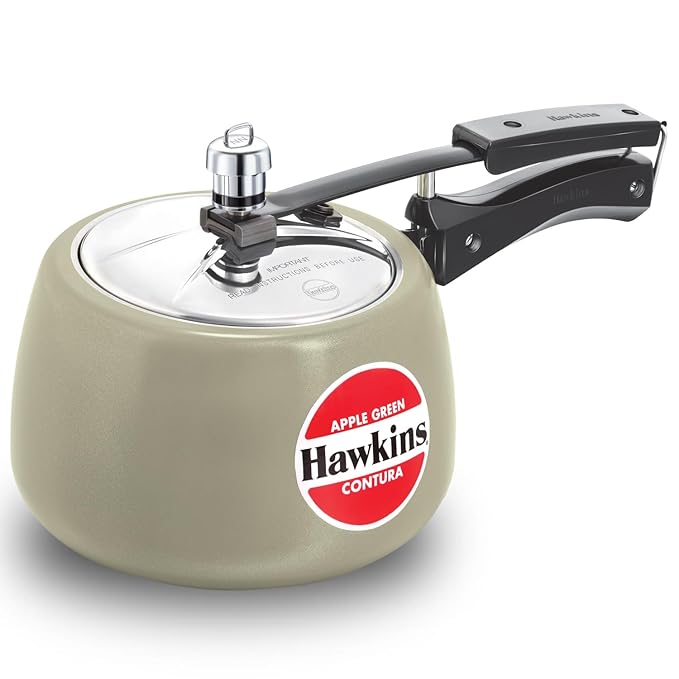 Hawkins Ceramic Coated 3 Litre Pressure Cooker | Handi Style | Gas Compatible | Ideal for 3–4 persons | ISI Certified | 5 Year Guarantee | Apple Green (CAG30)