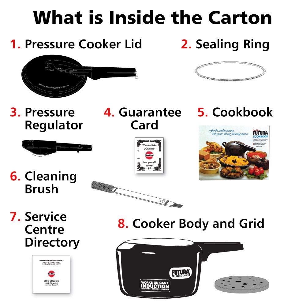 Hawkins Futura 3 Litre Inner Lid Pressure Cooker, Hard Anodised Aluminium Pressure Cooker, Induction Cooker, Pan Cooker, Black (Ifp30), 3 Liter - Alternate View