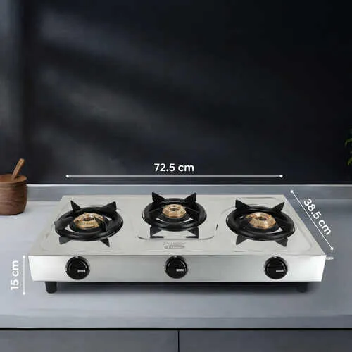 Prestige Prime Stainless Steel Gas Stove (3 Burners) - Alternate View