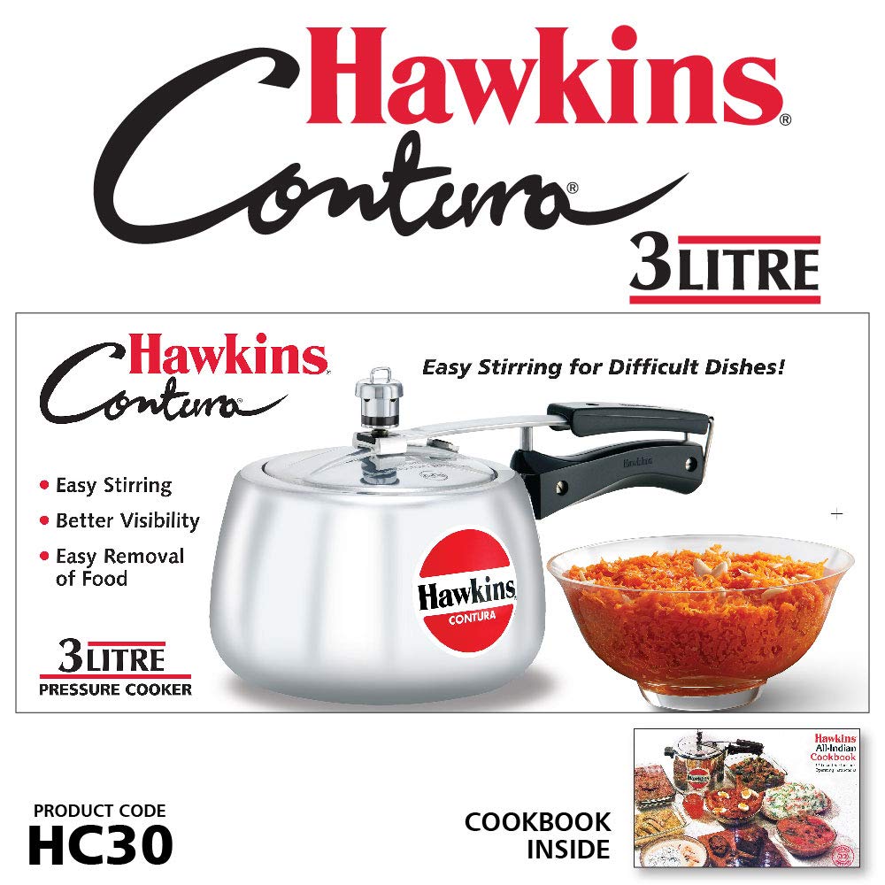 Hawkins Contura Aluminium Inner Lid Pressure Cooker, 3 Litre, Silver (Hc30), 3 Liter - Alternate View