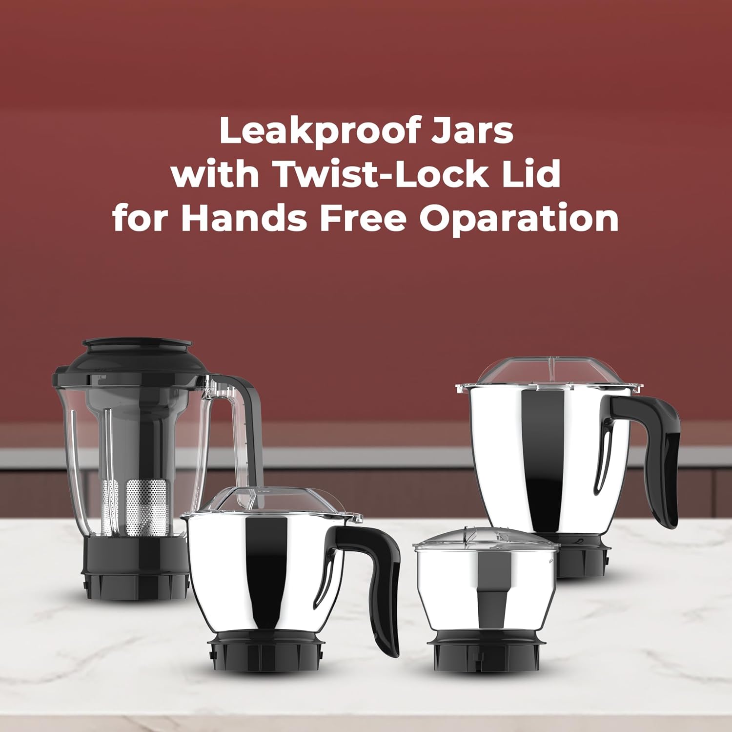 Butterfly Magnum 1.2HP Mixer Grinder with 4 Jars | 100% Copper Motor | 3 Stainless Steel Multipurpose Jars and 1 Juicer Jar - Alternate View