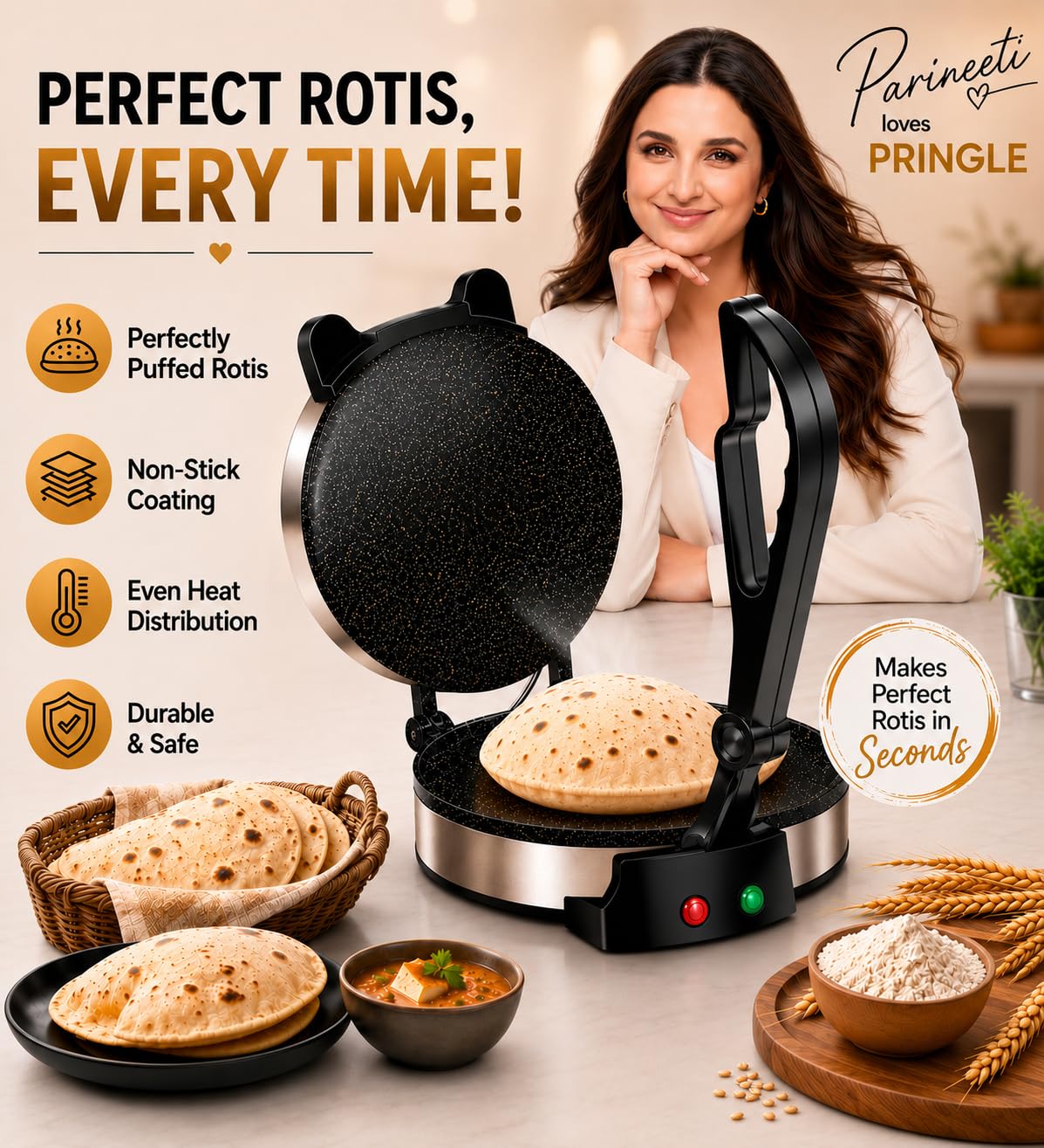 PRINGLE RM1600 900W Electric Roti Maker  - Detail View