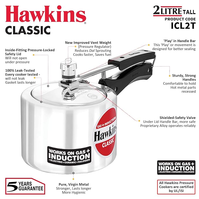 Hawkins Classic 3 Litre Pressure Cooker - Alternate View