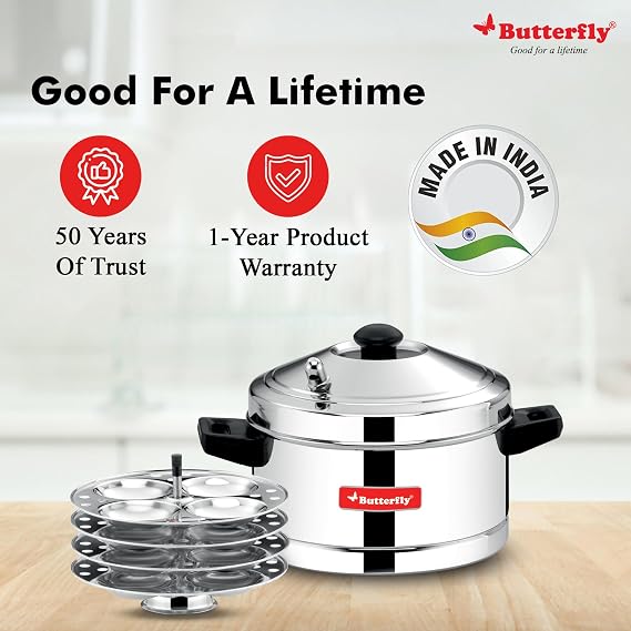 Blueline Stainless Steel Idly Cooker with 4 plates - Detail View