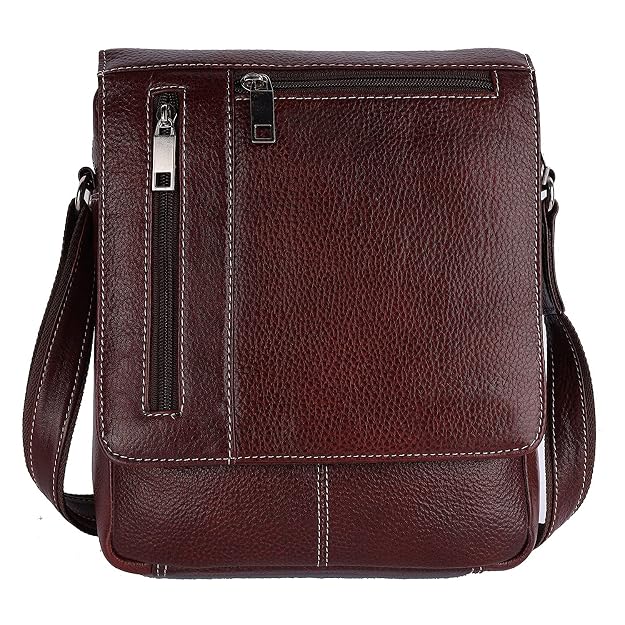 Keegan 100% Pure Genuine Leather 8 Inchs Unisex Leather Bag| for Men and Women