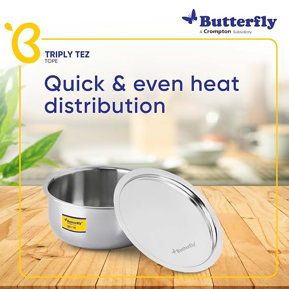 Butterfly Tez Triply Tope with Lid - 2.8 Litre| 20 CM - Detail View