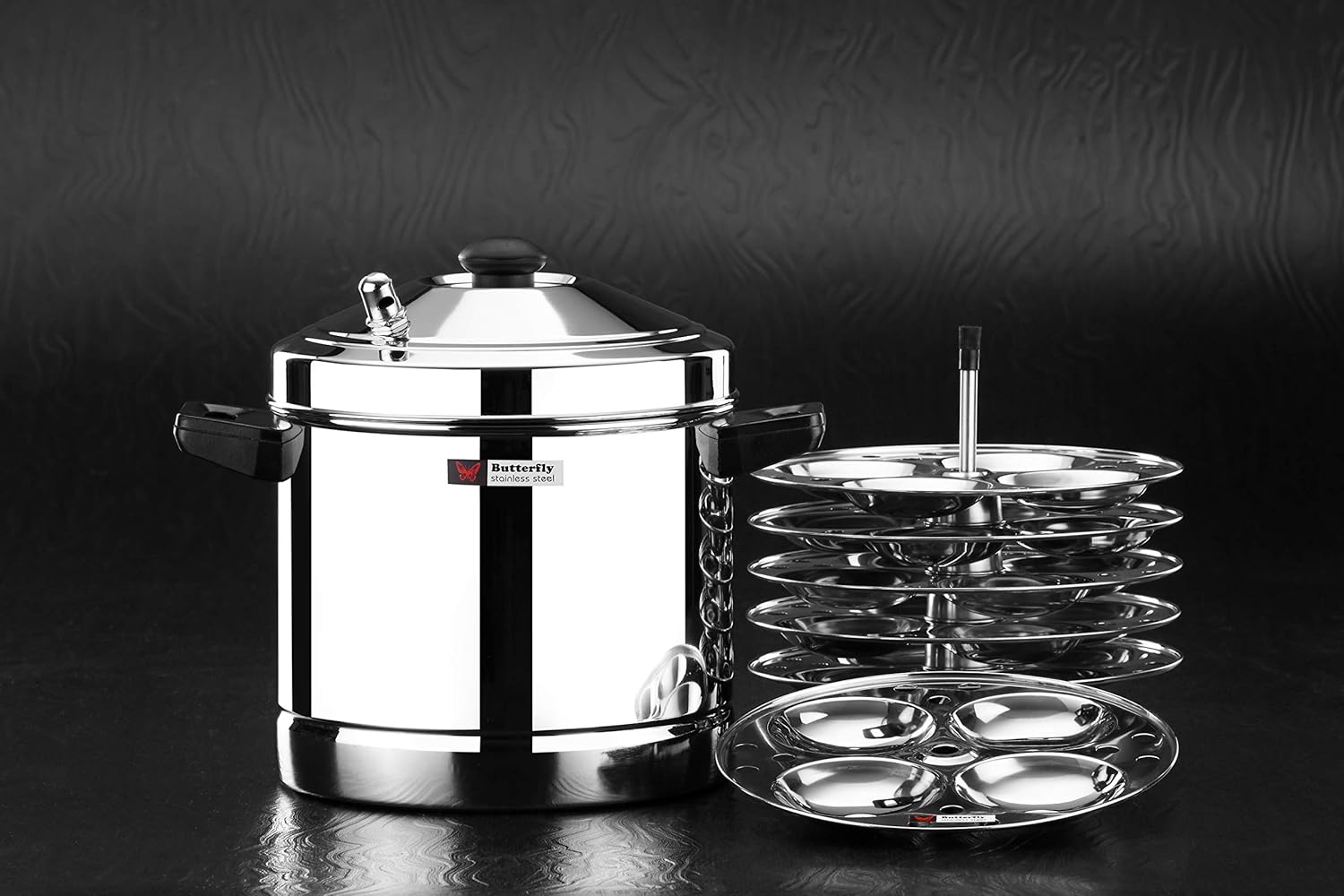 Butterfly Stainless Steel Idli Cooker, Idly Maker with 6 Plates, 24 idlis, Silver - Alternate View