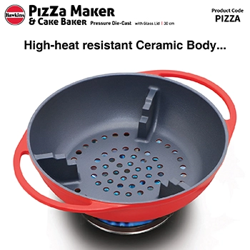 Hawkins Diecast 29 cm Nonstick Pizza Maker and Cake Baker with Glass Lid - Alternate View