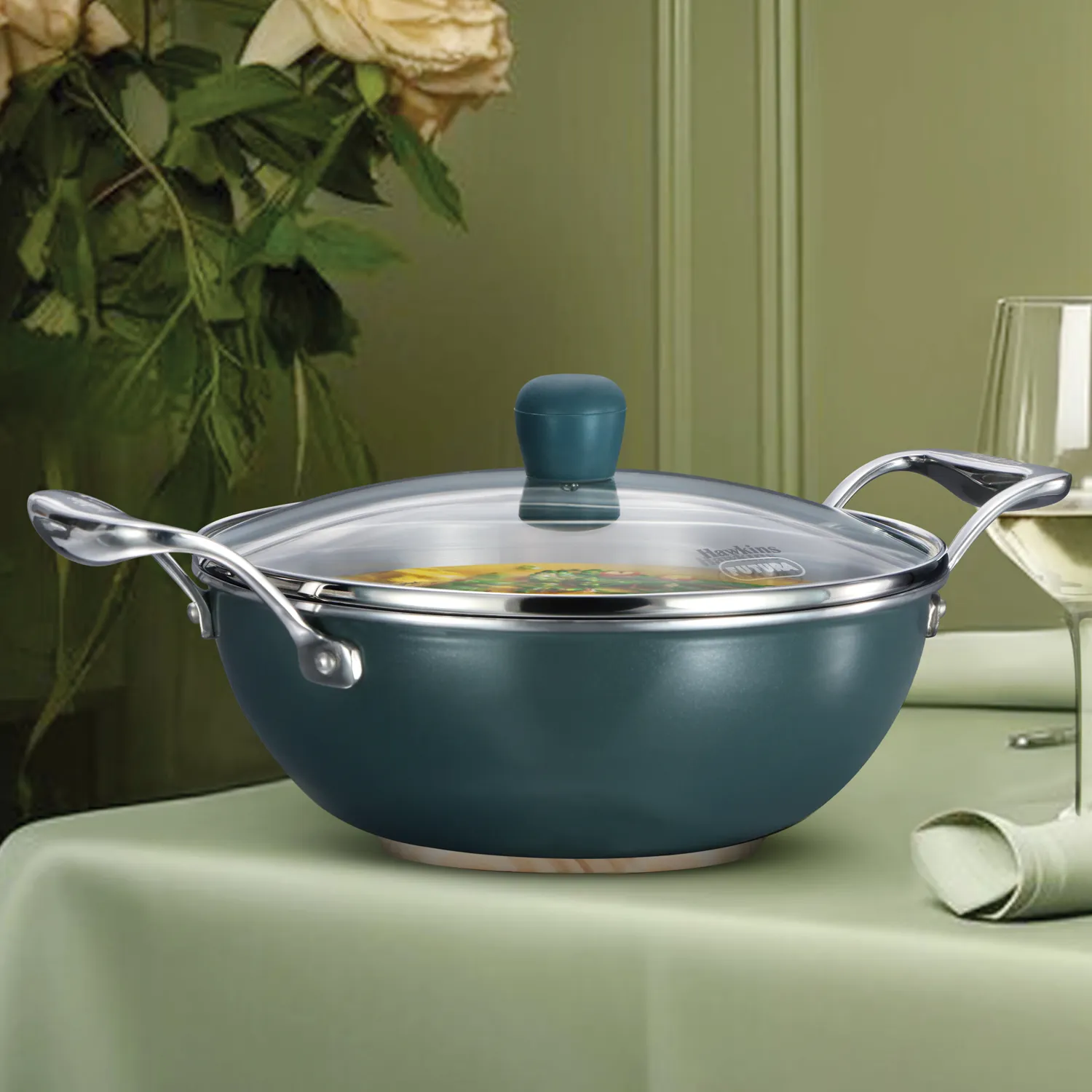 Induction Compatible Olive PRO Deep-Fry Pan 2.5 Litre with Glass Lid (POSK25G)