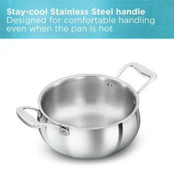 Induction Compatible SS Tri-ply PRO Handi 3 Litre with Stainless Steel Lid (PSH30S) - Alternate View