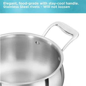 Induction Compatible SS Tri-ply PRO Handi 3 Litre with Stainless Steel Lid (PSH30S) - Detail View