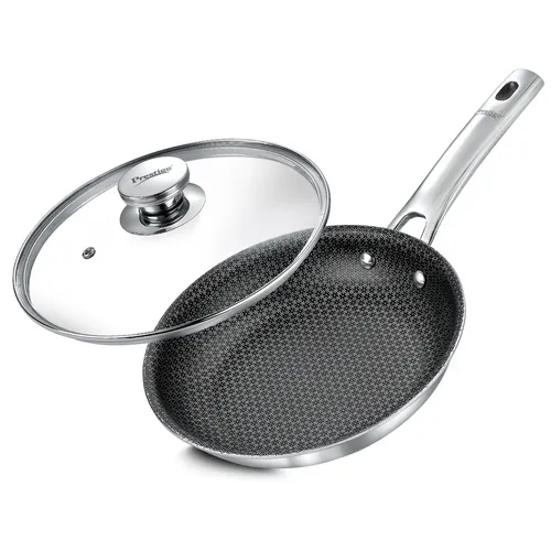 Prestige TRIPLY HexaMagic Fry Pan 24cm/1.7L | Durable Honeycomb Non-Stick Structure | Low Oil Consumption | Metal Spoon Friendly | Gas & Induction Compatible | 15Y Product & 3Y Coating Warranty| ISI