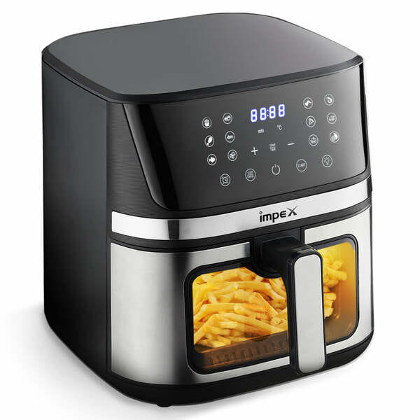 Impex DS65BLK 6.5 Litre 1600 W Air Fryer (Black and Steel Finish)