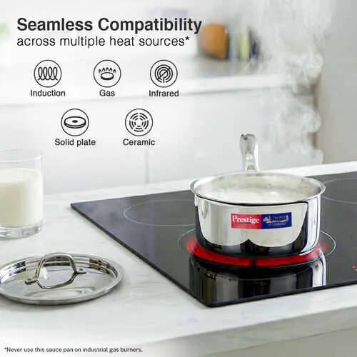 Prestige 18cm/1.5L Tri-Ply Stainless Steel Splendid Sauce Pan with Lid - Detail View